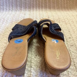 Made in Italy Cristina Francini Blue Woven Sandals NWT Size 7.5